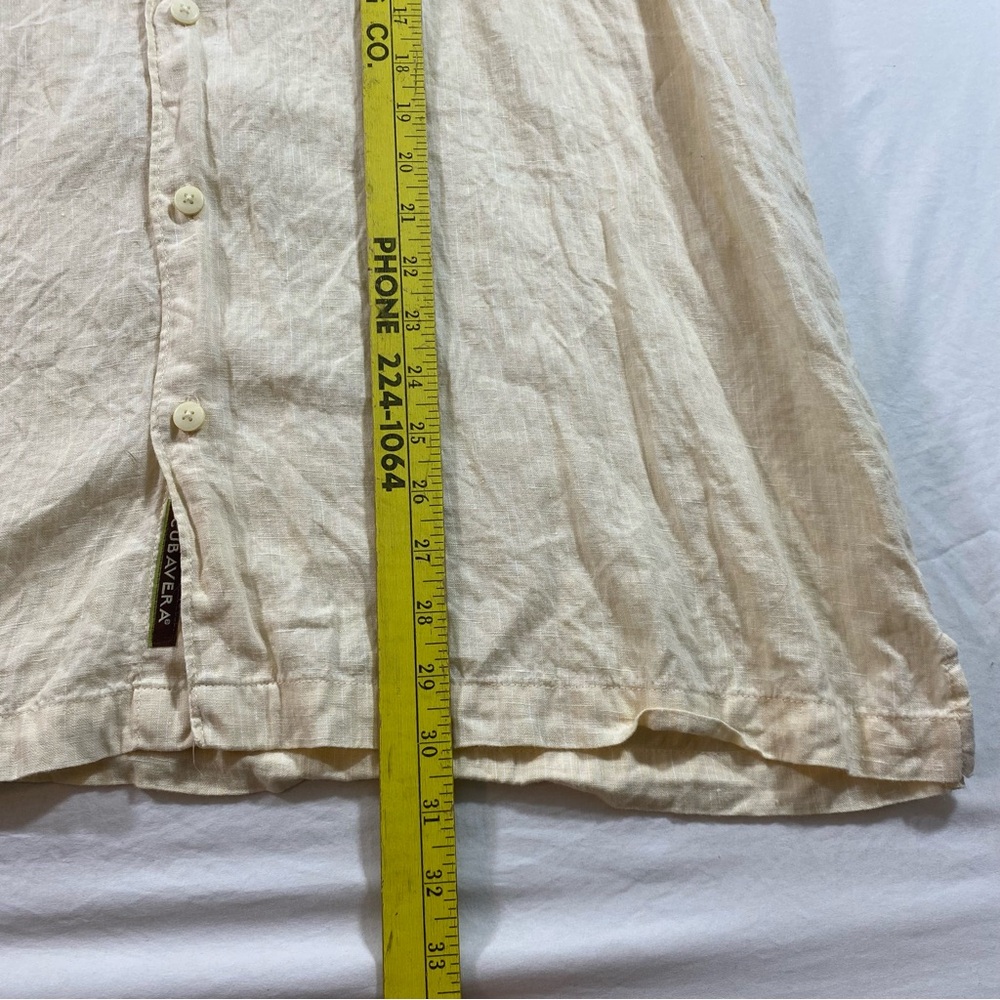 Cubavera Shirt linen Men button down short sleeve Light Tan Summer Beach Natural - Picture 10 of 15